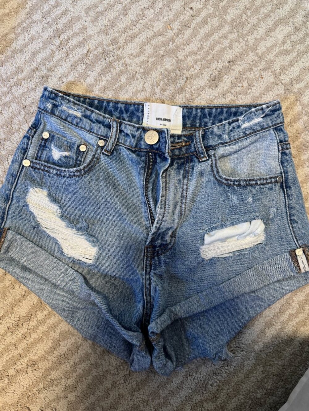 One Teaspoon Mid Waist Bandits Jean Shorts
